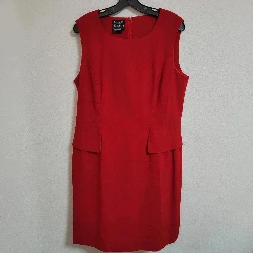Escada Elements Sleeveless Sheath Red Wool Dress